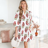 Robe courte ample blanche à imprimé floral