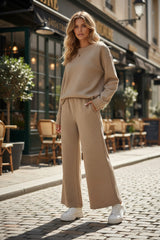 Tenue 2 pièces ample texturée kaki ultra ample