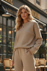 Tenue 2 pièces ample texturée kaki ultra ample