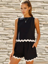 Ensemble débardeur noir à bordure Ricrac *