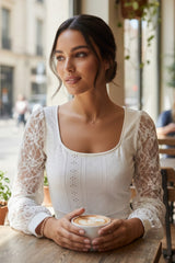 Body Frenchy blanc en dentelle contrastée *