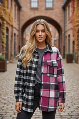 Ample black checkered jacket Color Block *