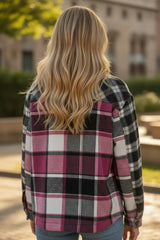 Ample black checkered jacket Color Block *