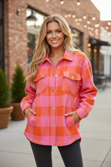 Chez orange jacket with chest pockets and folded collar