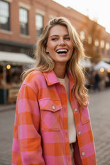 Chez orange jacket with chest pockets and folded collar