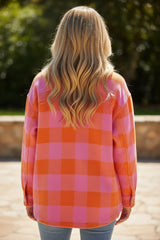 Chez orange jacket with chest pockets and folded collar