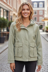 Veste Courte à Capuche et Poches Zippées