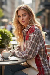 Plaid corduroy patchwork jacket