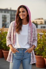 Veste ample à capuche boutonnée *