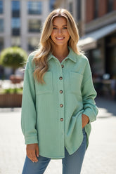 Côte ribbed velvet jacket buttoned with Green Flush Pocket