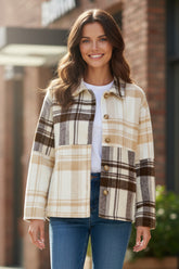 Poches côté patchwork à plaid multicolo