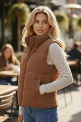 Chaqueta con cremallera cuesta arriba con cable de terciopelo acanalado