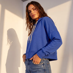 Dark blue short blue hoodie with drooping shoulder *
