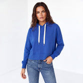 Sweat à capuche court bleu foncé à épaules tombantes *