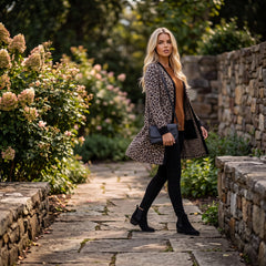 Cardigan negro abierto en la parte delantera con bolsillo chapado *