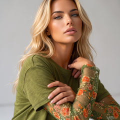 Long-sleeved patchwork t-shirt *