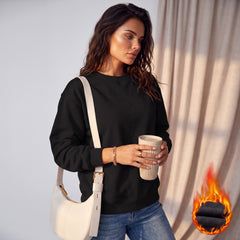Black Terry Drop Shoulder Sweatshirt with Solid Fleece Lining