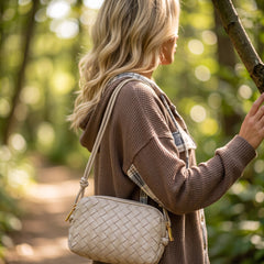 Veste-chemise marron à carreaux patchwork et capuche