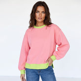 Sudadera rosa con burbujas de mancha y bloque de color