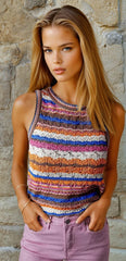 Dark striped spinning round -collar -knitting sweater with dark blue stripes *