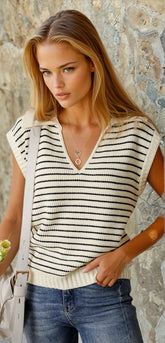 Débardeur pull col V rabattu *