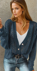 Cardigan pull à épaules tombantes en tricot ouvert *