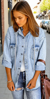 Veste en jean surdimensionnée à capuche *