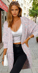 Multicolored pink knitting cardigan *