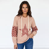Sweat à capuche ample rose délicat à patchwork floral et étoiles