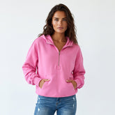 Amplia sudadera con capucha con semi fermentos con cremallera y bolsillos de canguro caramelo caramelo