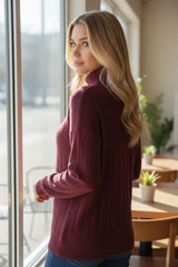 Pull Col Roulé Bordeaux “Élégance Parisienne”