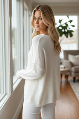 ✨ Nuage d’Hiver – Pull oversize col V douceur mohair