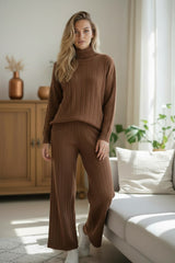 ✨ Douceur Cacao – L’ensemble côtelé col roulé cocooning