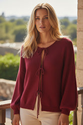 Pull en maille douce à lacets - 9 couleurs