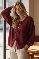 Pull en maille douce à lacets - 9 couleurs