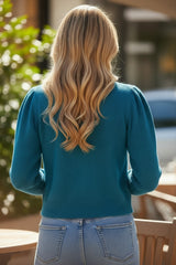 Gilet Bleu turquoise Boutonné "Douceur Élégante"