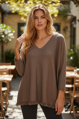 Pull oversize à encolure en V Marron