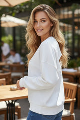 Sweat col rond à manches longues blanc