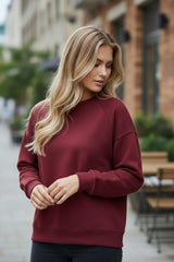 Sweat col rond à manches longues bordeaux