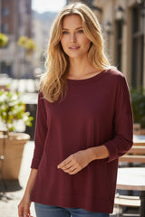 Haut fluide à encolure ronde 3 couleurs