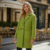 Manteau long en tissu bouclette effet laine