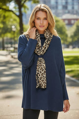 Tunique oversize en maille douce Bleu marine