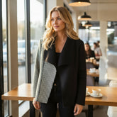 Veste mi-longue bicolore 🖤 Élégance Contrastée