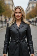 🖤 Veste cuir avec ceinture – Hawk & Horse (Seconde main)