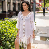 ✨ ÉCLAT BOHÈME – La robe fluide blanche aux détails crochet sophistiqués