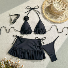 ✨ DOLCE SENSUELLE – L’ensemble bikini romantique noir au charme envoûtant