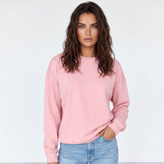 Sweat-shirt rose classique à col rond