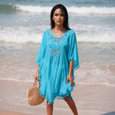La robe plage bohème turquoise qui illumine chaque silhouette