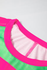 Camiseta suelta con dobladillo redondo verde *