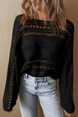 Short black sweater in Twisted Twisted mesh